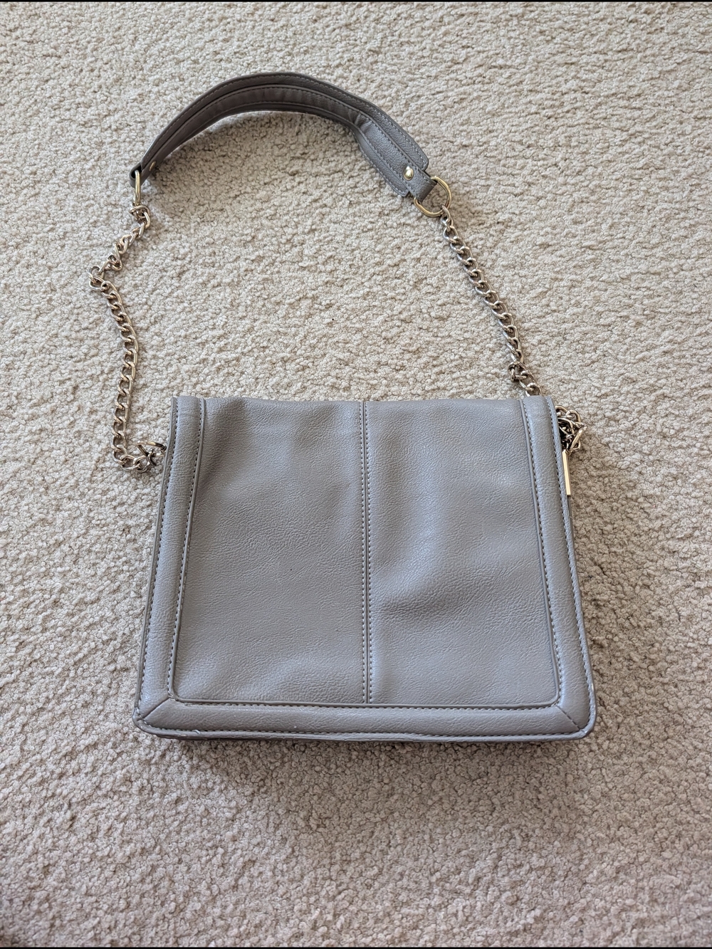 BCBG Classic Leather Shoulder Bag in Light Taupe Gray
